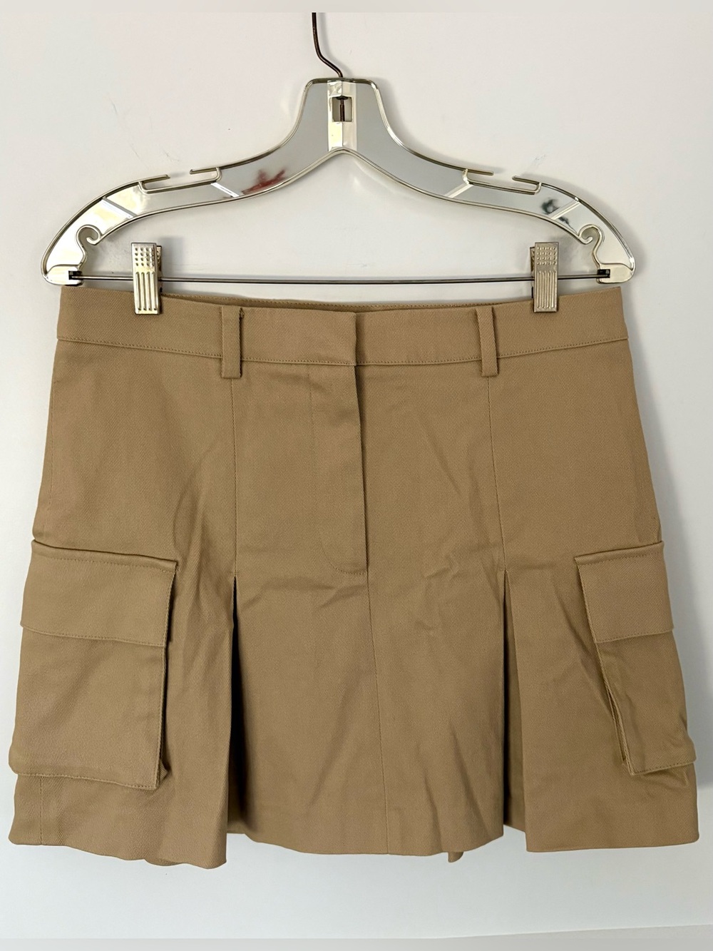 NWOT DKNY Tan Cargo Pleated Mini Skirt Size XS